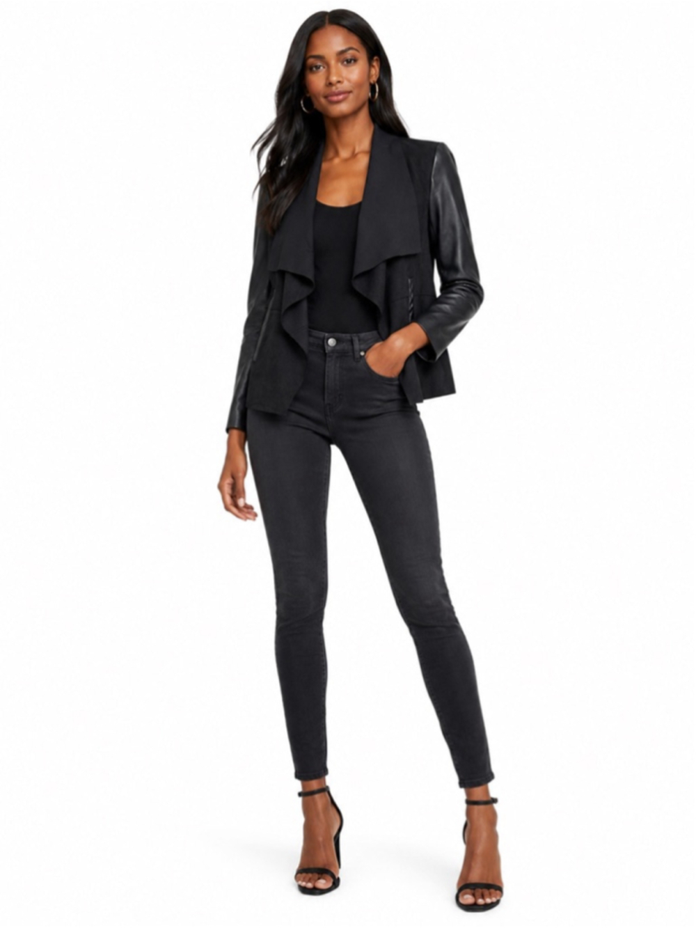 Bagatelle Collection Black Faux Suede & Leather Jacket M